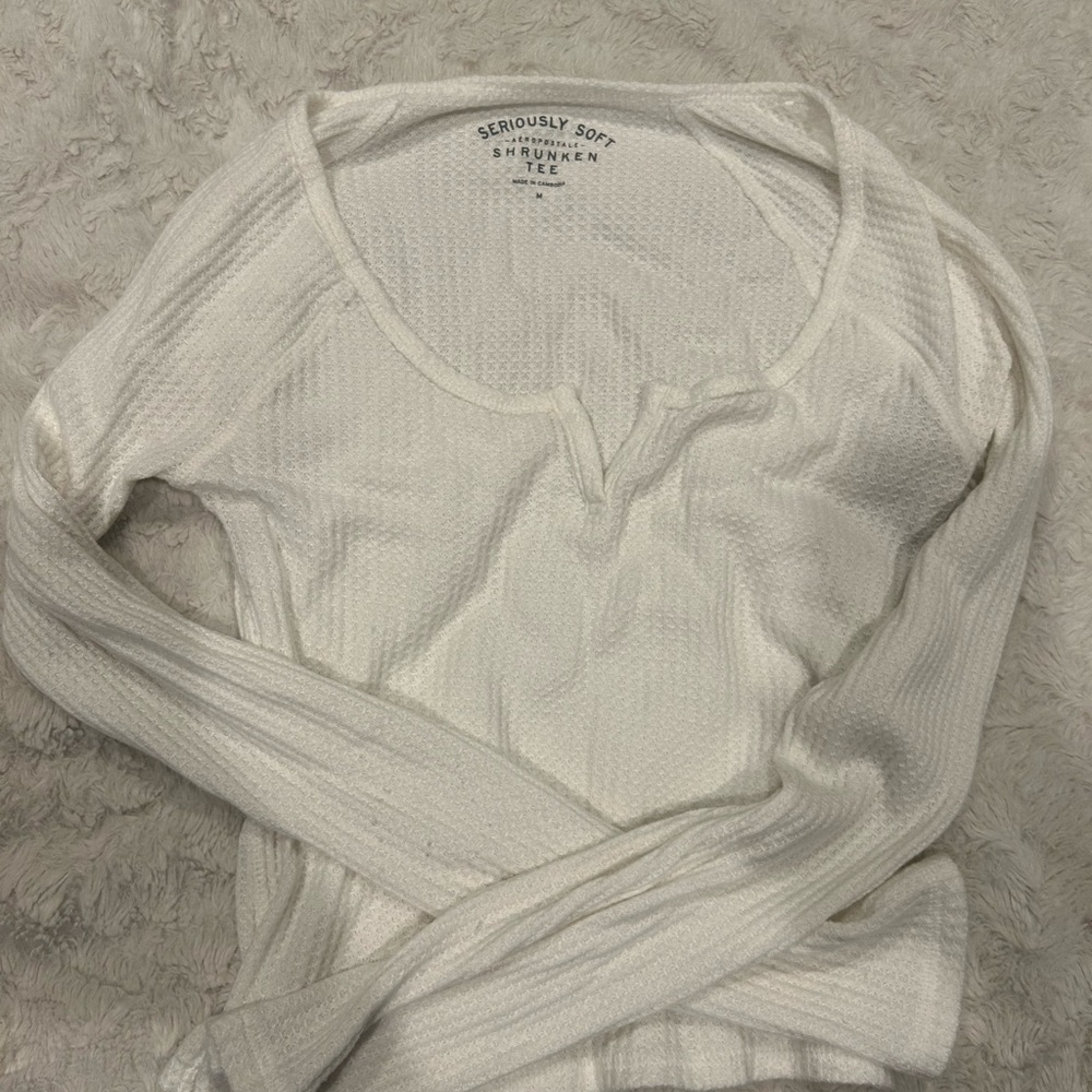 White waffle knot long sleeve